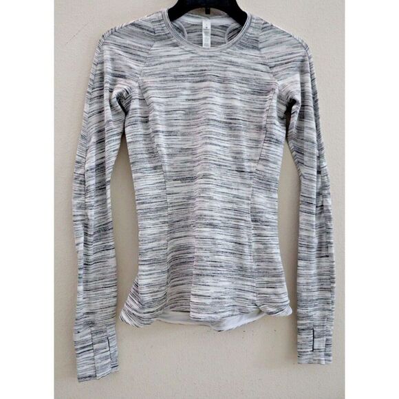 Lululemon Women's Sz 2 White/Silver Runderful Long Sleeve Running Shirt - Picture 1 of 11